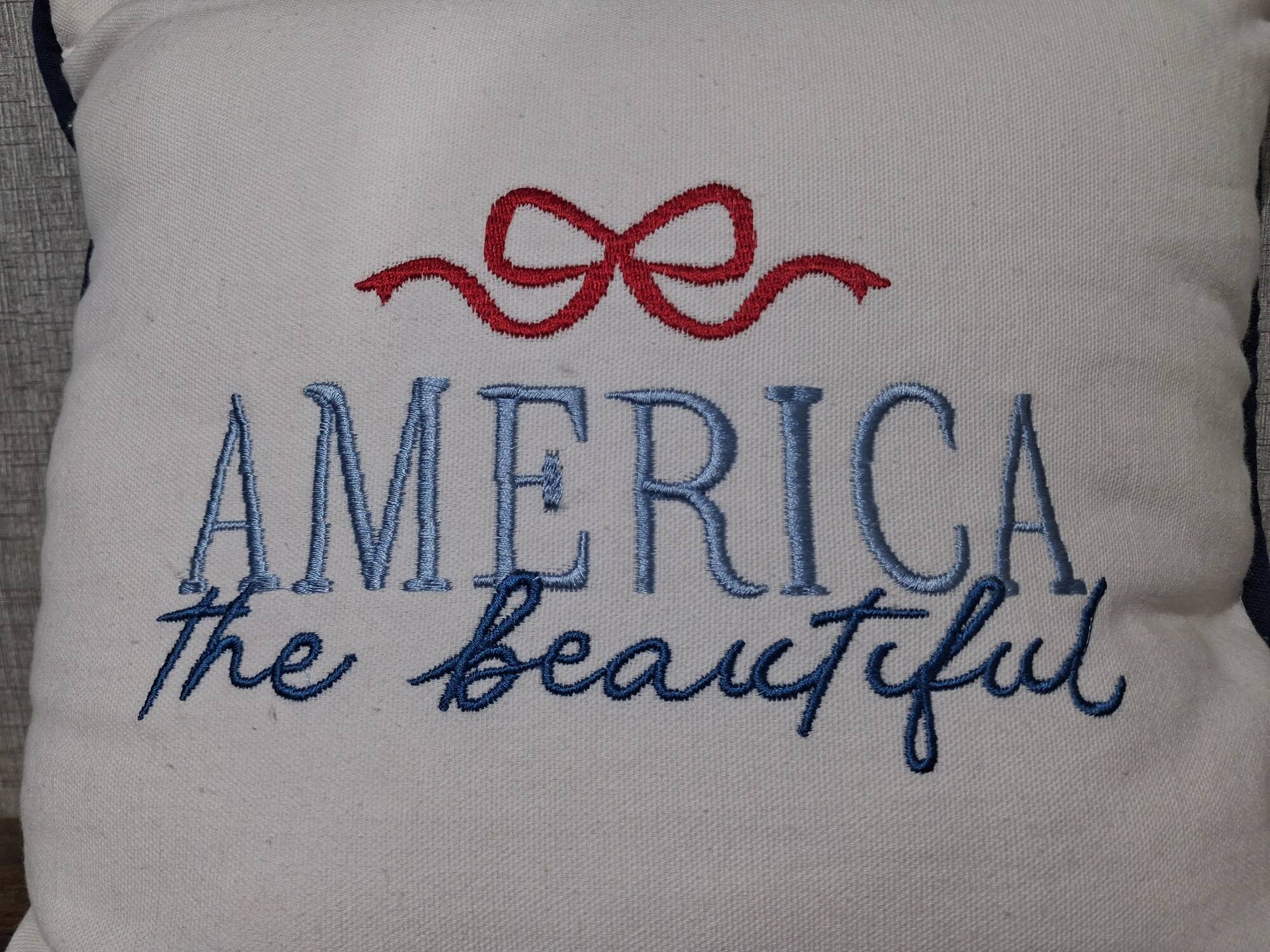 14" America the Beautiful Embroidered Pillow by Celebrate It™